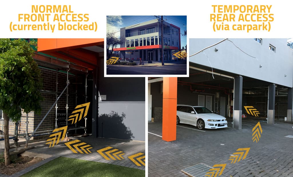 Restricted building access during next-door construction